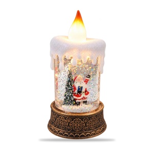 Decoratiune luminasa in forma de lumanare LED cu Mos Craciun si braduț, 19,5 cm - Img 2