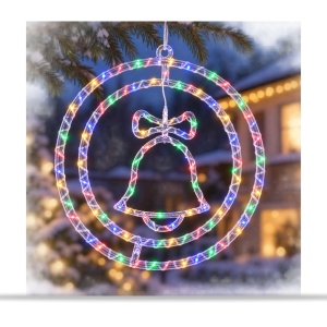 Decoratiune luminoasa de Craciun, model clopotel, LED multicolor, alimentare 220V,34x33cm