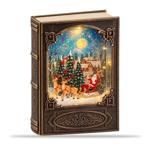 Decoratiune luminoasa de Crăciun tip carte, cu muzică, 26x17 cm - Img 3