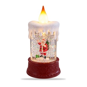 Decoratiune luminoasa in forma de lumanare LED cu Moș Crăciun, din plastic și PVC, 19x8 cm - Img 2