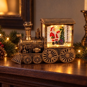 Decorațiune luminoasă , model locomotivă cu Moș Crăciun , 15,5 × 10 cm - Img 4