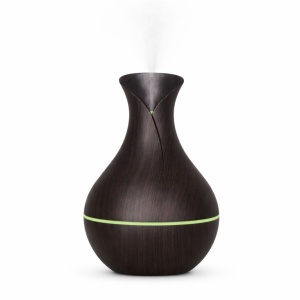 Difuzor aromaterapie ultrasonic 200 ml cu iluminare LED și efect de lemn, negru - Img 3
