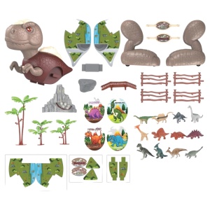 Dinozaur de asamblat 2 în 1, tematică parc dinozauri, 37 piese din plastic - Img 3