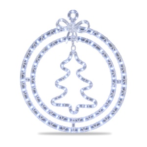 Figurina brad luminoasa LED, decoratiune Craciun de exterior, alb rece, 34x33cm