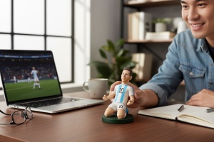 Figurina Ceramica Fotbalist , 13 cm, Model Colectie, Detalii Realiste - Img 2