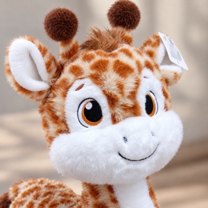 Girafă de pluș, blană portocalie cu pete maro, 60 cm - Img 4