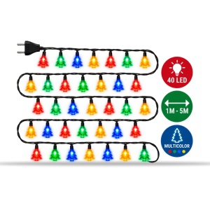 Instalatie LED tip liniar, 40LED, 6M, multicolor, fir negru, LED in forma de brad - Img 3