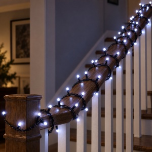 Instalatie LED tip Liniara, 100 LED, Fir Negru, Lumina Alba Rece, Interconectabila - Img 5