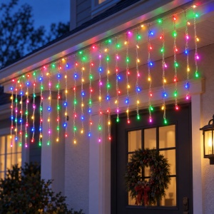 Instalație LED tip ploaie, 240 LED multicolore, 6 m, fir alb , interconectabilă - Img 2