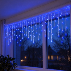 Instalatie LED tip turturi, 120 LED, lumina albastra, 4 m, interconectabila - Img 3