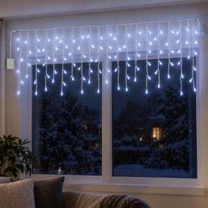 Instalatie LED Tip Turturi, 4 M, 120 LED-uri, Interconectabila, Fir Alb, LED-uri Alb Rece - Img 5
