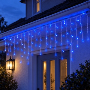 Instalație LED Tip Țurțuri, 8 m, 200 LED-uri Albastre, Multiple Jocuri de Lumini, Exterior/Interior - Img 5