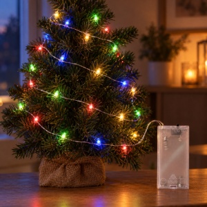 Instalație luminoasă LED pe fir, 30 LED-uri, 3 m, multicoloră, cu baterii neincluse - Img 3