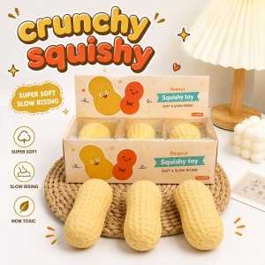 Jucărie Antistres Squishy Alună Crunchy, Moale și Elastică, Model Arahidă, Textură Senzorială