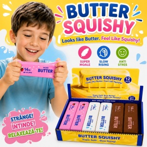 Jucărie Antistres Squishy Butter Colorat , 23cm Super Moale, Elastică, Model Aleatoriu