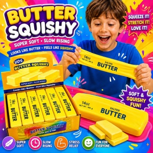 Jucărie Antistres Squishy Butter Galben, 23cm Slow Rising, Super Soft, Model Unt, Relaxare - Img 2