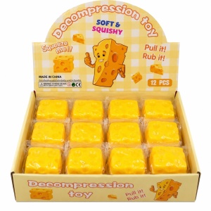 Jucărie Antistres Squishy Cașcaval 5 cm, cu Spumă în Interior, Moale și Elastică - Img 2