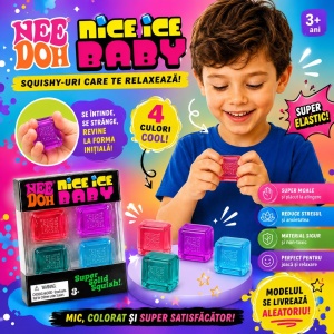 Jucărie Antistres Squishy Cub NeeDoh Nice Ice Baby 4 culori, Super Moale și Elastică