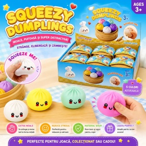 Jucărie Antistres Squishy Dumpling 8.5 cm cu Spumă în Interior – Extra Moale - Img 3