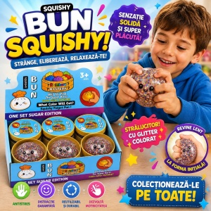 Jucărie Antistres Squishy Dumpling cu Gel și Confetti, 8,5 cm, Model Aleatoriu - Img 4