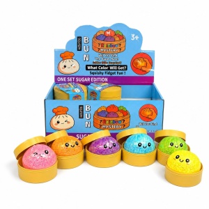 Jucărie Antistres Squishy Dumpling cu Lumini LED, Sclipici și Bile Gel 8,5 cm – Surpriză Colorată pentru Copii - Img 4