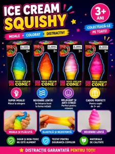 Jucarie antistres Squishy Ice Cream Cone 8cm, model inghetata colorata, culoare aleatorie - Img 4