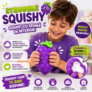 Jucărie Antistres Squishy Strugure Gigant 20 cm – Squishy cu Spumă Moale, Senzorială, Relaxare - Img 2