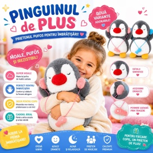 Jucărie de Plus Pinguin 50cm pentru Copii – Pluș Moale și Pufos, Culoare Aleatorie