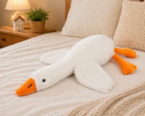 Jucărie pluș gâscă albă 50 cm, moale, pufoasă, decorativă, cadou copii