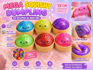 Jucărie Squishy Dumpling Gigant 15 cm cu Sclipici – Antistres Moale, Elastică și Relaxantă pentru Copii - Img 2