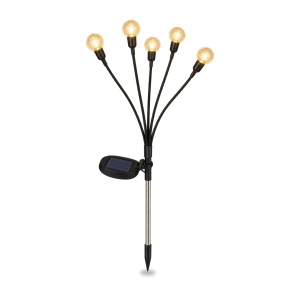 Lampă solară de grădină tip licurici, 6 LED-uri, alb cald, exterior, 38x6cm