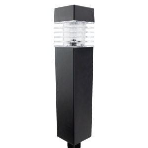 Lampă solară LED cu țeapă decorativă pentru grădină, plastic negru, lumina rece - Img 5