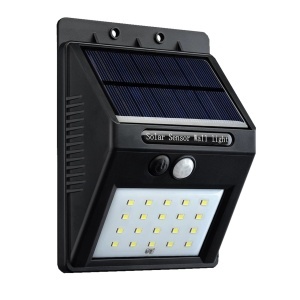 Lampă solară LED de perete din plastic, neagră, cu senzor PIR și senzor de noapte CDS - Img 2