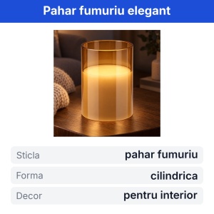Lumânare decorativă în pahar de sticlă fumurie, formă cilindrică, 12x9cm - Img 2