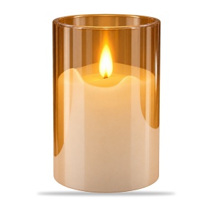 Lumânare LED decorativă în pahar de sticlă aprox. 11 x 6,5 cm, măsurat cu rigla - Img 2