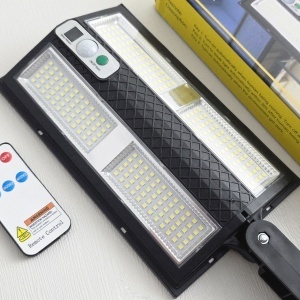Lumină solară cu senzor LED, control telecomandă, montaj perete, negru - Img 2