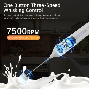 Mixer electric pentru cafea si spuma de lapte, reincarcabil USB, 3 viteze, 7500 RPM, negru - Img 7