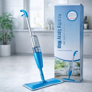 Mop plat cu pulverizator și rezervor integrat pentru curățarea rapidă a pardoselilor, Albastru - Img 3