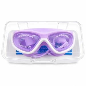 Ochelari de Inot pentru Copii Reglabili cu Dopuri de Urechi Silicon Anti-Fog UV mov - Img 1