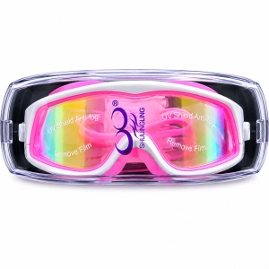 Ochelari de Înot Premium pentru Copii Roz cu Alb – Anti-aburire, Protecție UV, Bandă Reglabilă - Img 1