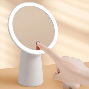Oglinda cosmetica LED pentru machiaj, touch control, lumina reglabila 3 moduri, rotatie 90°, USB - Img 3