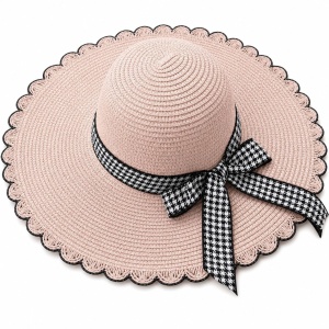Palarie de Soare pentru Femei Roz Pudrat cu Fundita Eleganta – Model Chic de Vara - Img 1
