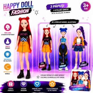 Păpușă Fashion pentru Fetițe – Păr Lung, Articulații Mobile, 3 Stiluri, Model Aleatoriu, 3+ Ani - Img 2