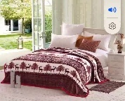 Patura Cocolino Pufoasa cu Model Cerbi si Flori, 200x220 cm, Crem cu Maro