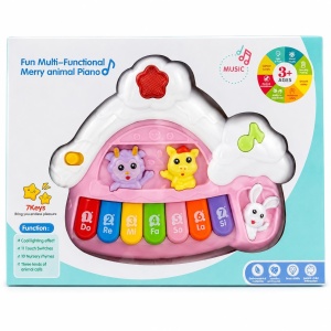 Pian Interactiv pentru Bebeluși cu Animăluțe, Lumini și Sunete, 7 Taste Muzicale, 3+ Ani