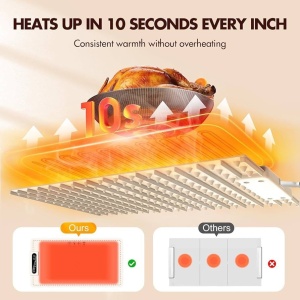 Plită electrică portabilă tip covoraș, încălzire rapidă, temperatură reglabilă, design rulabil, crem - Img 6