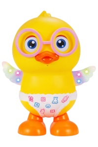 Rață interactivă dansatoare cu muzică și lumini, din plastic, 21 cm