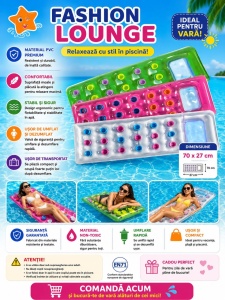 Saltea Gonflabila Roz pentru Piscina, 70 x 27 CM, cu Perna Integrata, PVC Premium - Img 2