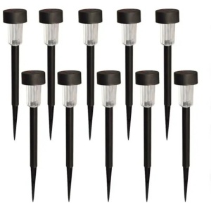 Set 10 Lumini Solare LED pentru Grădină, Plastic Negru, Lumină Rece