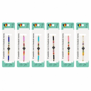 Set 12 Brățări cu Pandantiv Cruce, Reglabile, Multicolore